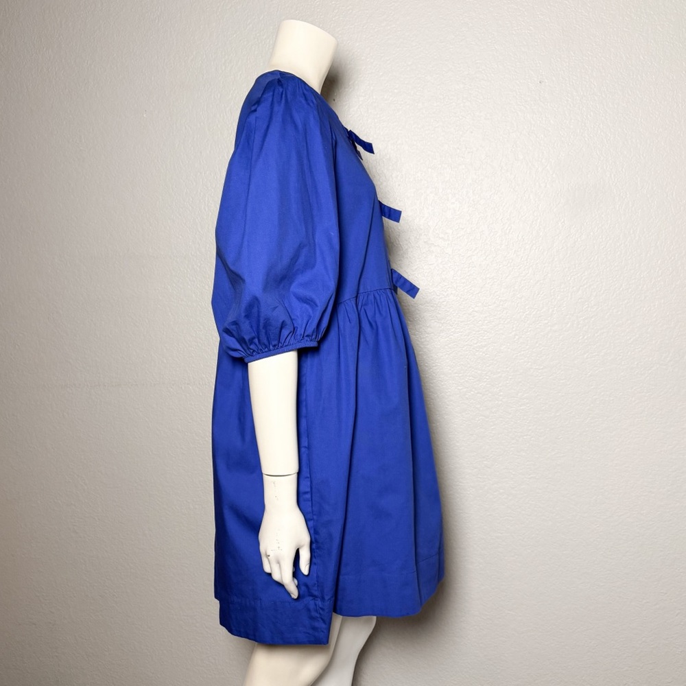 Band of the Free Blue Puff Sleeve Mini Dress Cotton Cobalt Blue Large - Picture 3 of 7